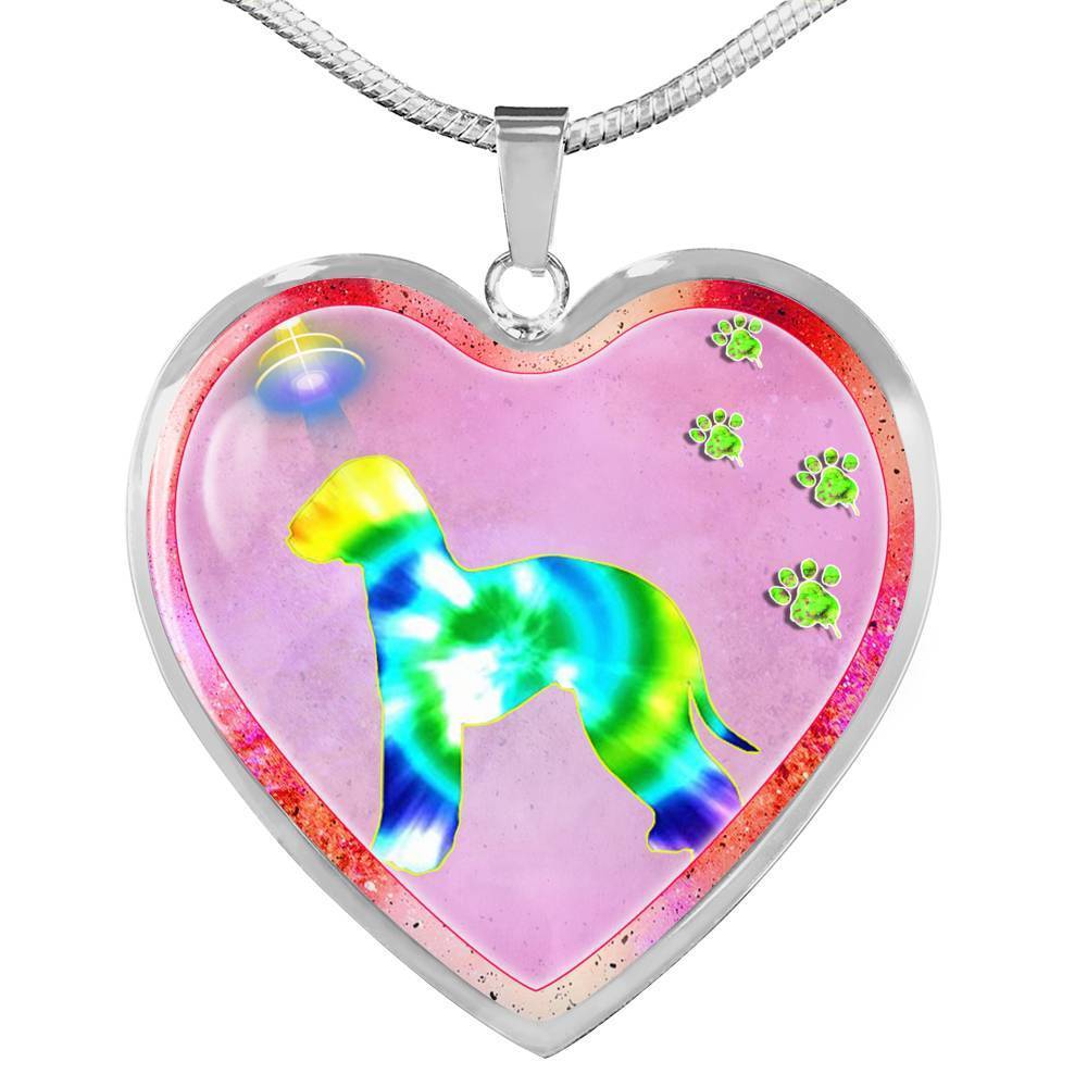 Bedlington Terrier Dog Art Print Heart Charm Necklaces-Free Shipping - Deruj.com