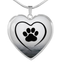 Paws Black Print Heart Pendant Luxury Necklace-Free Shipping - Deruj.com