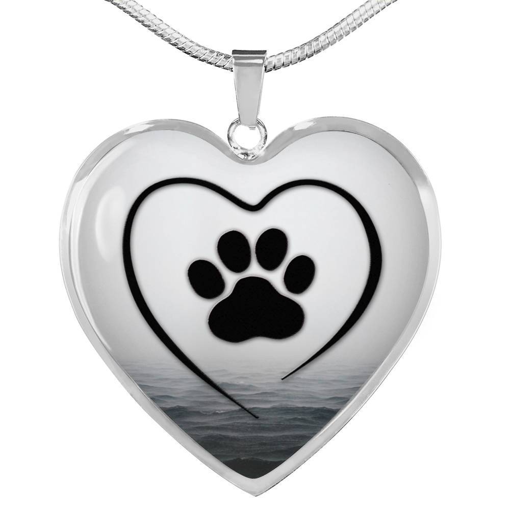 Paws Black Print Heart Pendant Luxury Necklace-Free Shipping - Deruj.com