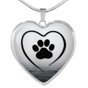 Paws Black Print Heart Pendant Luxury Necklace-Free Shipping - Deruj.com