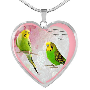 Budgerigar Parrot Print Heart Charm Necklaces-Free Shipping - Deruj.com