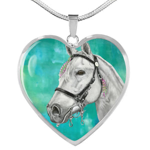 Andalusian Horse Watercolor Art Print Heart Charm Necklaces-Free Shipping - Deruj.com