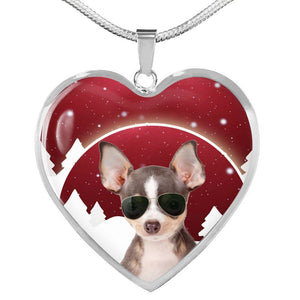 Chihuahua Print Heart Charm Luxury Necklace-Free Shipping - Deruj.com