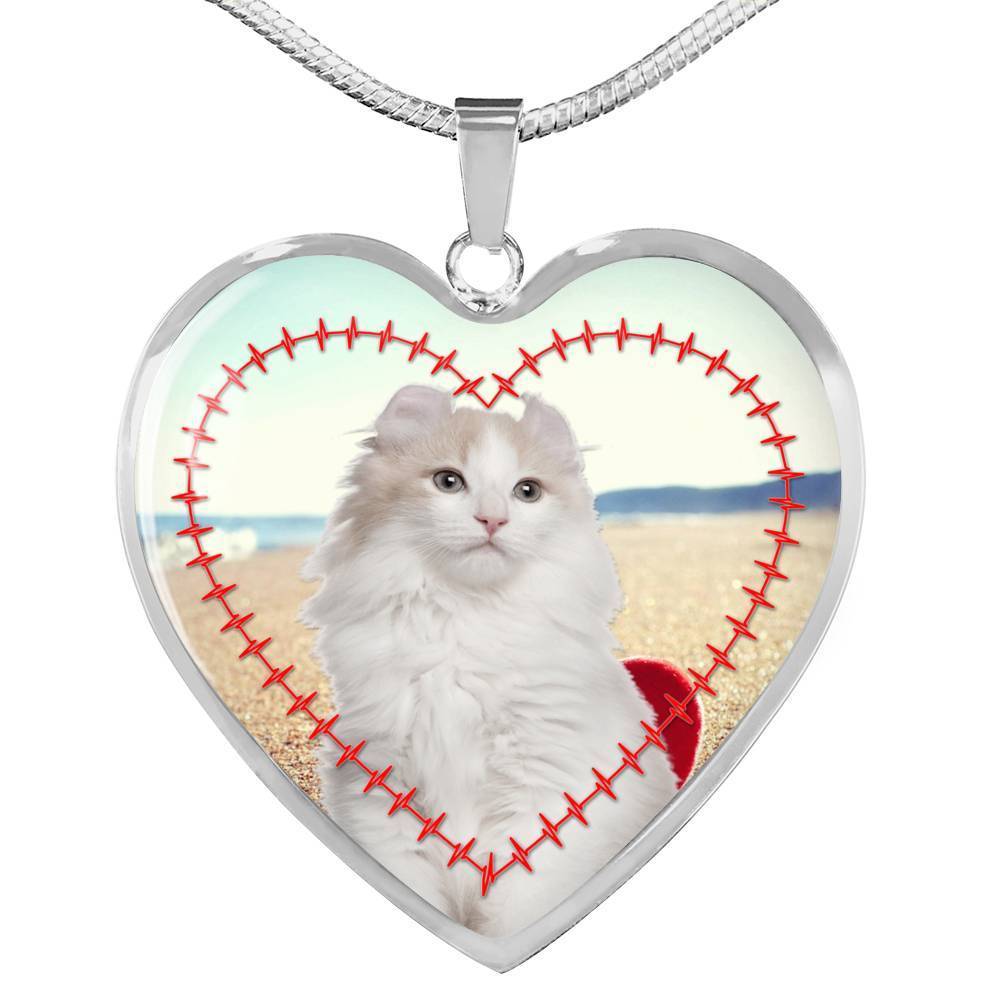 American Curl Print Heart Pendant Luxury Necklace-Free Shipping - Deruj.com