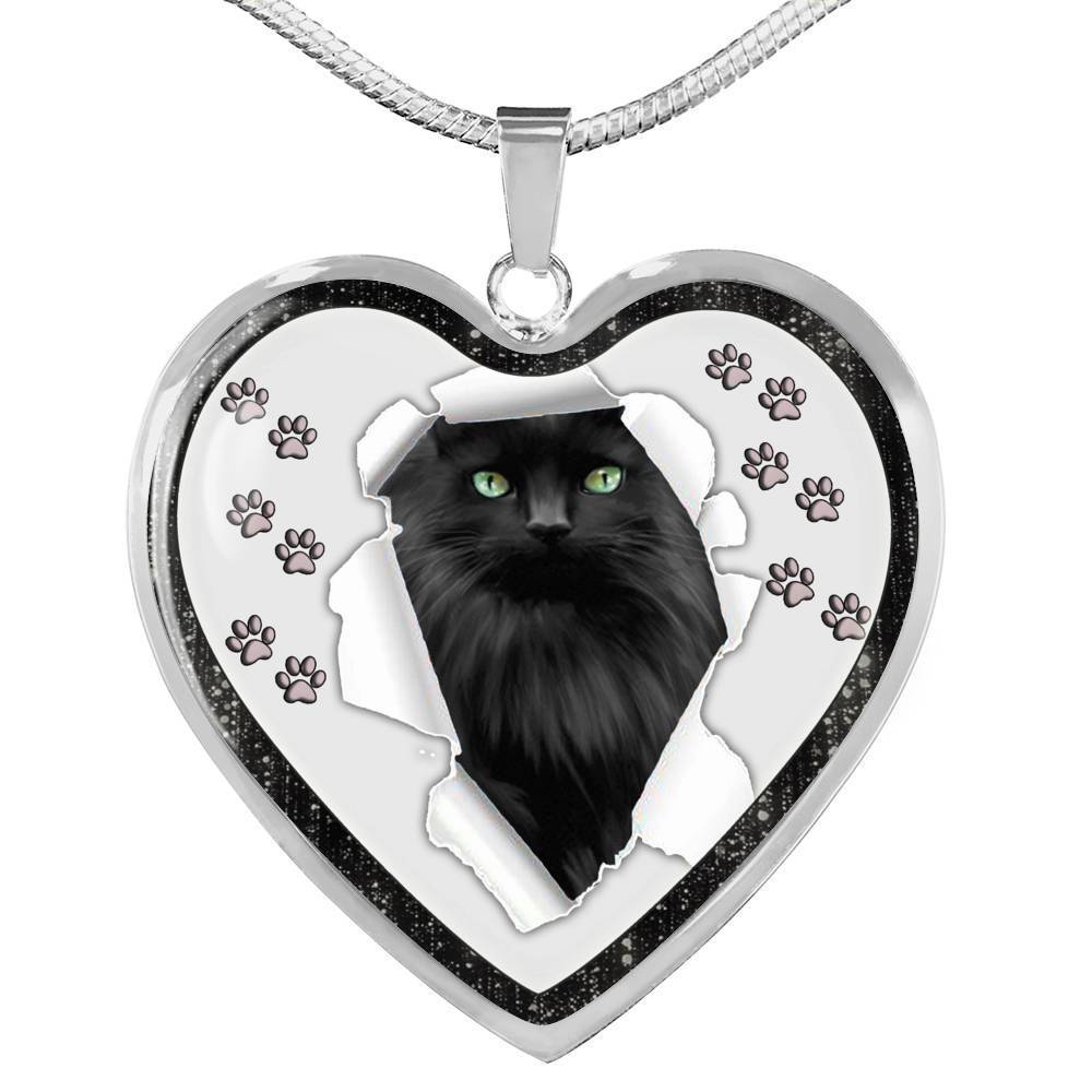 Nebelung Cat Print Heart Charm Necklaces-Free Shipping - Deruj.com