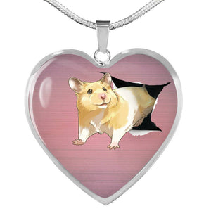 Lovely Hamster Print Heart Charm Necklaces-Free Shipping - Deruj.com
