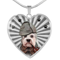 Dandie Dinmont Terrier Print Heart Pendant Luxury Necklace-Free Shipping - Deruj.com