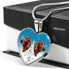 Irish Setter Dog Print Heart Pendant Luxury Necklace-Free Shipping - Deruj.com