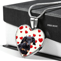 Cute Dachshund Print Heart Charm Necklace-Free Shipping - Deruj.com