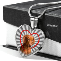 Lovely Vizsla Dog Print Heart Charm Necklace-Free Shipping - Deruj.com