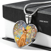 Abyssinian Cat Print Heart Pendant Luxury Necklace-Free Shipping - Deruj.com