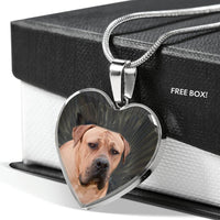South African Boerboel Dog Print Heart Pendant Luxury Necklace-Free Shipping - Deruj.com