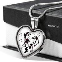 Lovely Dalmatian Dog Print Heart Charm Necklaces-Free Shipping - Deruj.com