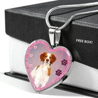Brittany Dog Print Heart Charm Necklaces-Free Shipping - Deruj.com