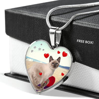 Cute Tonkinese Cat Print Heart Pendant Luxury Necklace-Free Shipping - Deruj.com
