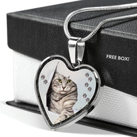 Charming Cat Art Print Heart Charm Necklaces-Free Shipping - Deruj.com