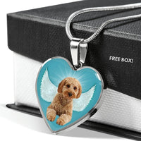 Cavapoo Dog Print Heart Pendant Luxury Necklace-Free Shipping - Deruj.com