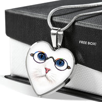 Cute Cat With Glasses Heart Pendant Luxury Necklace-Free Shipping - Deruj.com