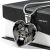 Lion Grey Art Print Heart Charm Necklaces-Free Shipping - Deruj.com