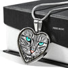 Blue Eyes Cat Print Heart Charm Necklaces-Free Shipping - Deruj.com