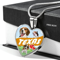 Cute Beagle Dog Print Texas Heart Pendant Luxury Necklace-Free Shipping - Deruj.com