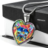 Colorful French Bulldog Print Heart Charm Necklaces-Free Shipping - Deruj.com