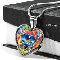 Colorful French Bulldog Print Heart Charm Necklaces-Free Shipping - Deruj.com