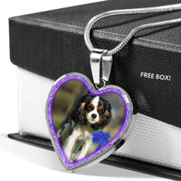 English Toy Spaniel Dog Print Heart Charm Necklaces-Free Shipping - Deruj.com