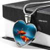 Fantail Fish Print Heart Charm Necklace-Free Shipping - Deruj.com