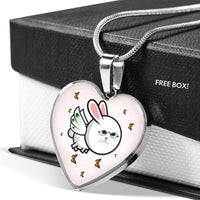 Flying Cat Print Heart Pendant Luxury Necklace-Free Shipping - Deruj.com