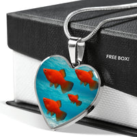 Southern platyfish Fish Print Heart Charm Necklaces-Free Shipping - Deruj.com