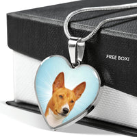 Basenji Dog Print Heart Pendant Luxury Necklace-Free Shipping - Deruj.com