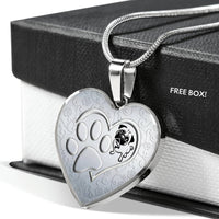 Pug Paws Print Heart Pendant Luxury Necklace-Free Shipping - Deruj.com