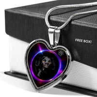 Black Labrador Print Heart Charm Necklaces-Free Shipping - Deruj.com