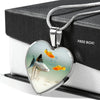Mollies Fish Print Heart Charm Necklace-Free Shipping - Deruj.com