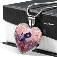 Bearded Vulture Bird Art Print Heart Pendant Luxury Necklace-Free Shipping - Deruj.com