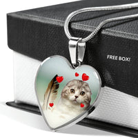 Scottish Fold Print Heart Pendant Luxury Necklace-Free Shipping - Deruj.com