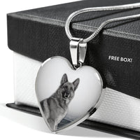 Cute German Shepherd Print Heart Charm Necklace-Free Shipping - Deruj.com