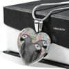 African Grey Parrot Print Heart Pendant Luxury Necklace-Free Shipping - Deruj.com