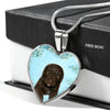 Spanish Water Dog Print Heart Pendant Luxury Necklace-Free Shipping - Deruj.com