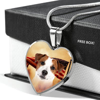 Jack Russell Terrier Print Heart Pendant Luxury Necklace-Free Shipping - Deruj.com