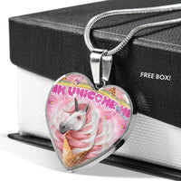 Creamy Unicorn Print Heart Pendant Luxury Necklace-Free Shipping - Deruj.com