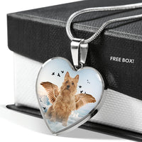 Australian Terrier Print Heart Pendant Luxury Necklace-Free Shipping - Deruj.com