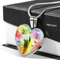 Cute Russian Blue Cat Print Heart Pendant Luxury Necklace-Free Shipping - Deruj.com