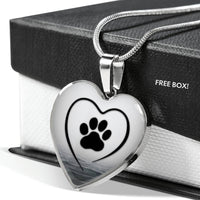 Paws Black Print Heart Pendant Luxury Necklace-Free Shipping - Deruj.com