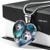 Siberian Husky Print Heart Charm Necklace-Free Shipping - Deruj.com