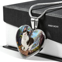 Munchkin Cat Print Heart Pendant Luxury Necklace-Free Shipping - Deruj.com