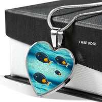 Achilles Tang Fish Print Heart Charm Necklace-Free Shipping - Deruj.com