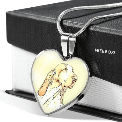 Bracco Italiano Dog Print Heart Pendant Luxury Necklace-Free Shipping - Deruj.com