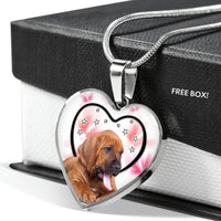Lovely Bloodhound Print Heart Pendant Luxury Necklace-Free Shipping - Deruj.com